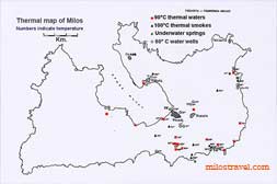 Mappa acque termali a Milos